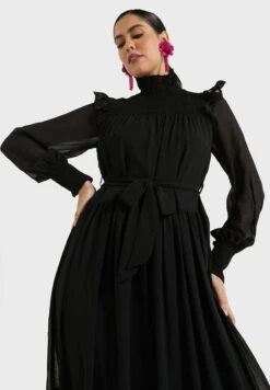 ELLA High Neck Puff Sleeve Dress -Silk Bloom Dresses Store 3 zoom desktop 513