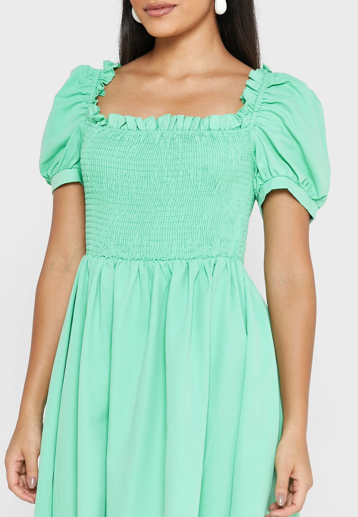 ELLA Shirred Detail Puff Sleeve Dress 3 ELLA Shirred Detail Puff Sleeve Dress - Image 3