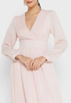 ELLA Self Textured Puff Sleeve Dress -Silk Bloom Dresses Store 3 zoom desktop 527