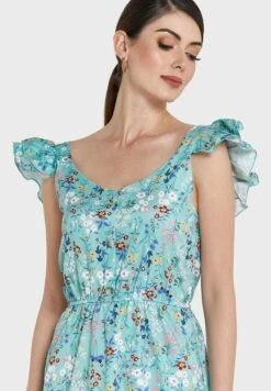 ELLA Printed Ruffled Shoulder Dress 6 ELLA Printed Ruffled Shoulder Dress -Silk Bloom Dresses Store 3 zoom desktop 556