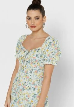 ELLA Printed Drawstring Detail Dress -Silk Bloom Dresses Store 3 zoom desktop 560