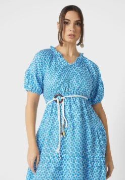 ELLA Puff Sleeve Printed Dress -Silk Bloom Dresses Store 3 zoom desktop 566