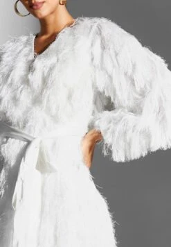 Fur Waterfall Trim Belted Dress 6 Fur Waterfall Trim Belted Dress -Silk Bloom Dresses Store 3 zoom desktop 571