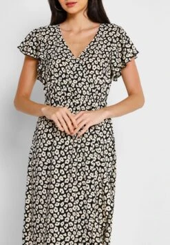 JACQUELINE DE YONG Printed Surplice Neck High Low Dress -Silk Bloom Dresses Store 3 zoom desktop 590