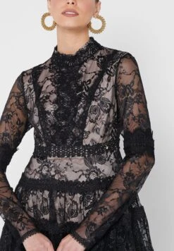 Lace Detail Tiered Printed Dress -Silk Bloom Dresses Store 3 zoom desktop 606