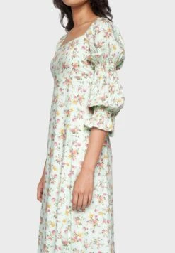 Puff Sleeve Floral Print Dress -Silk Bloom Dresses Store 3 zoom desktop 609
