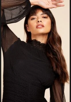 Little Mistress Black Spot Mesh Midi Dress -Silk Bloom Dresses Store 3 zoom desktop 616