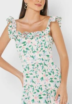 ELLA Slit Printed Dress -Silk Bloom Dresses Store 3 zoom desktop 639