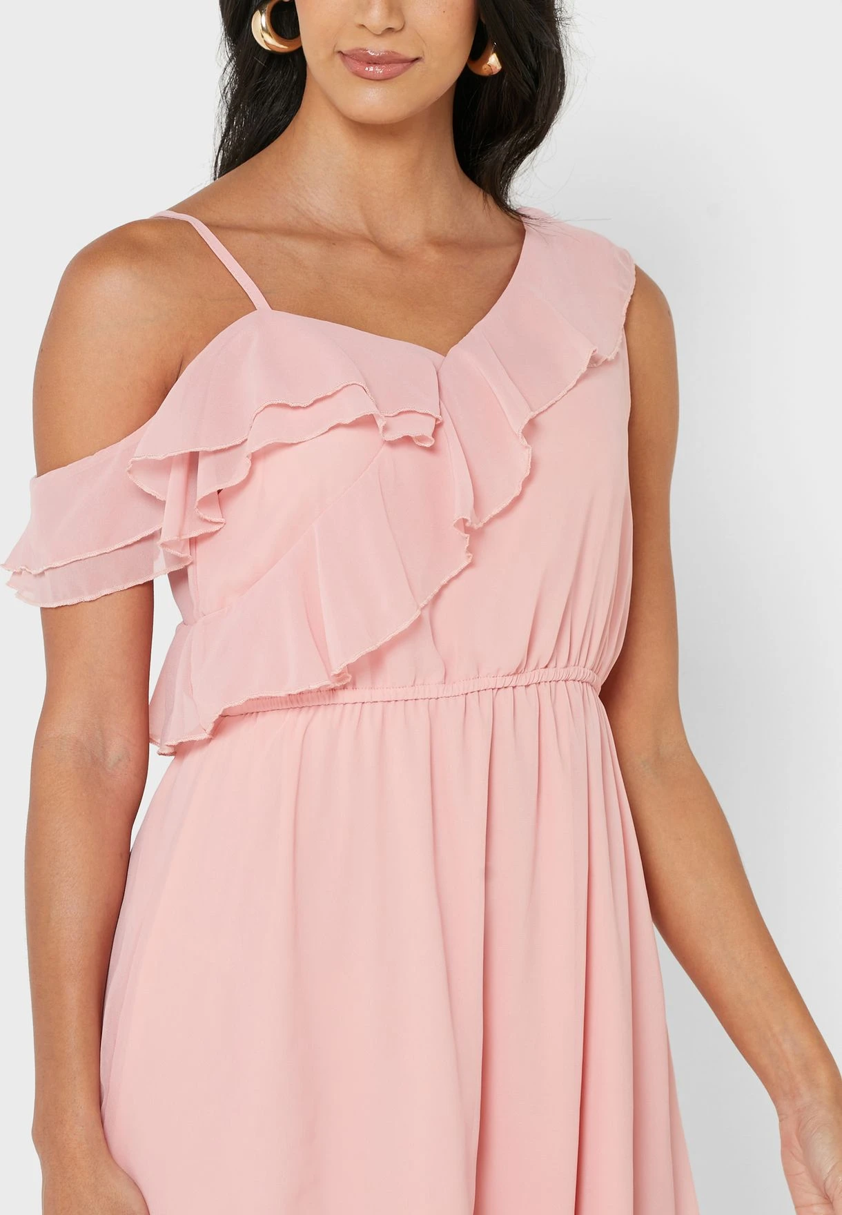 ELLA Frill Detail Cold Shoulder Dress 3 ELLA Frill Detail Cold Shoulder Dress - Image 3