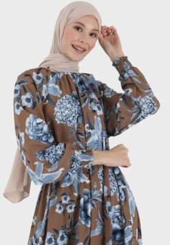 Floral Printed Balloon Sleeve Dress -Silk Bloom Dresses Store 3 zoom desktop 651