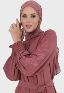 Button Detail Belted Shirred Sleeve Dress -Silk Bloom Dresses Store 3 zoom desktop 661