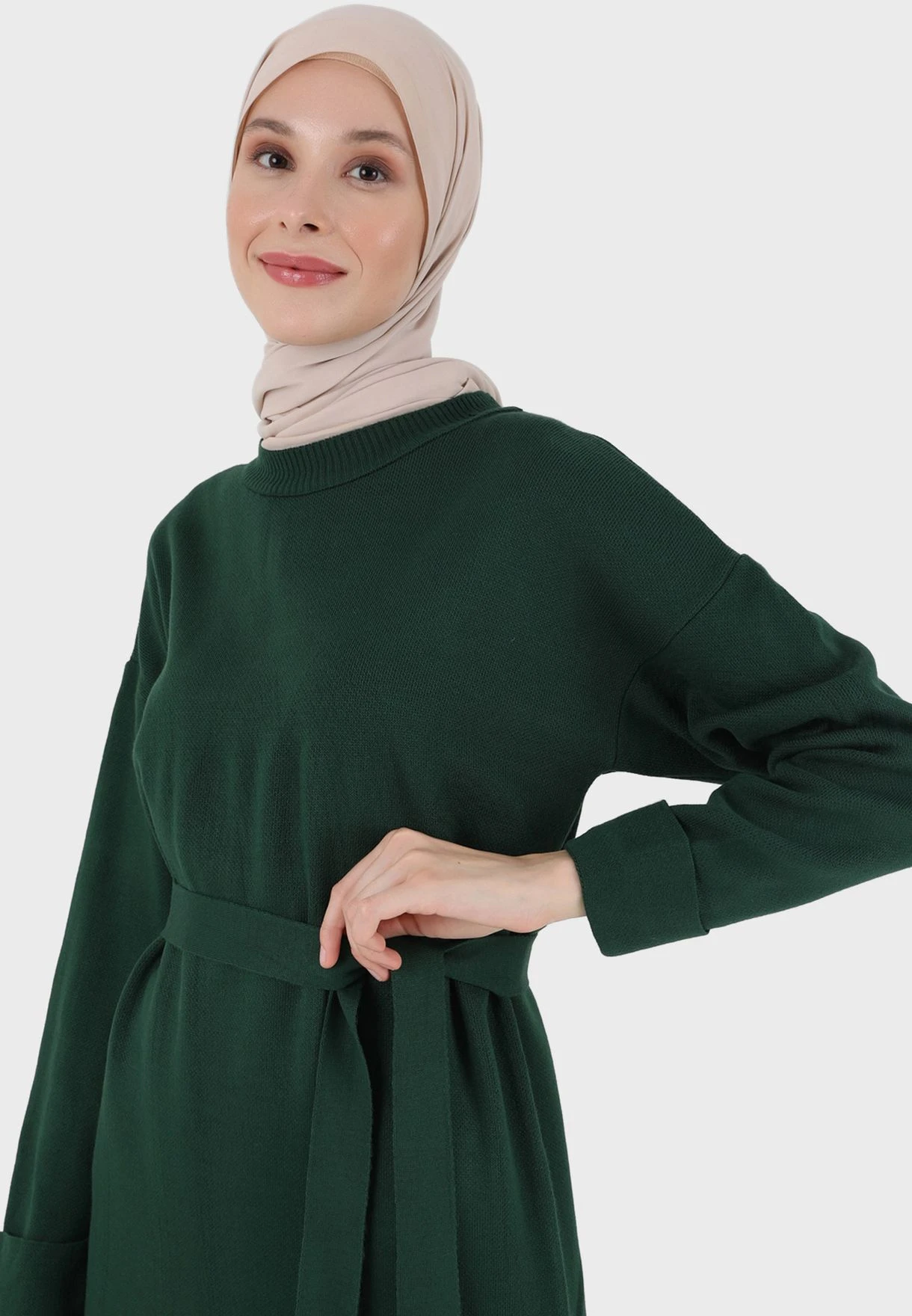 Belted Round Neck Dress 3 Belted Round Neck Dress - Image 3