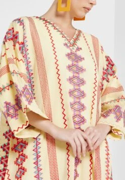 Cape Sleeve V-Neck Printed Dress -Silk Bloom Dresses Store 3 zoom desktop 674