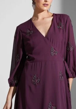 Surplice Embroidered Ruffle Hem Dress -Silk Bloom Dresses Store 3 zoom desktop 679