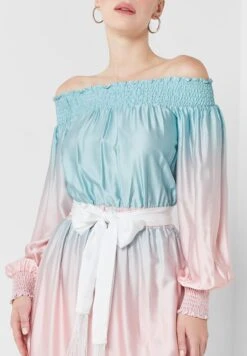 Belted Ruched Sleeve Dress -Silk Bloom Dresses Store 3 zoom desktop 701