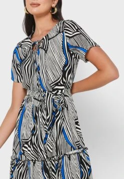 Printed Belt Tiered Dress -Silk Bloom Dresses Store 3 zoom desktop 707