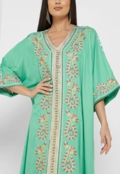 V-Neck Printed Jalabiya -Silk Bloom Dresses Store 3 zoom desktop 708