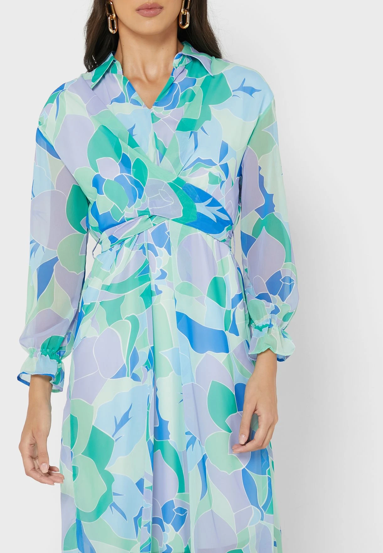 Printed Puff Sleeve Belted Dress 3 Printed Puff Sleeve Belted Dress - Image 3