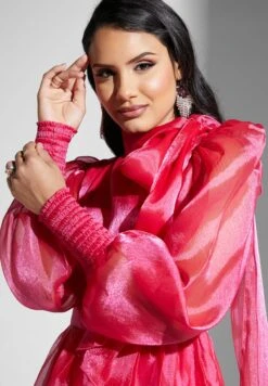 Tie Knot Detail Puff Sleeve Dress -Silk Bloom Dresses Store 3 zoom desktop 741