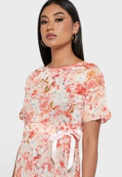 ELLA Floral Print Tie Detail Dress -Silk Bloom Dresses Store 3 zoom desktop 75