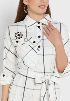 Checked Belted Button Detail Dress -Silk Bloom Dresses Store 3 zoom desktop 765