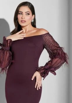 Tie Up Sleeve Mesh Detail Dress -Silk Bloom Dresses Store 3 zoom desktop 777