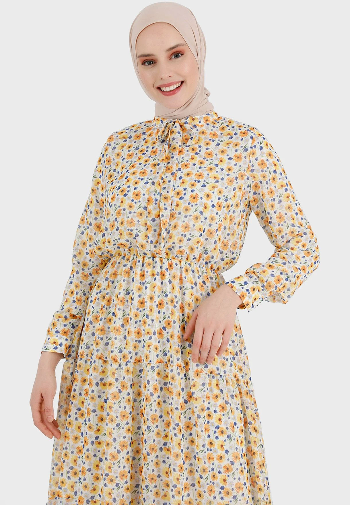 Balloon Sleeve Printed Tiered Dress 3 Balloon Sleeve Printed Tiered Dress - Image 3