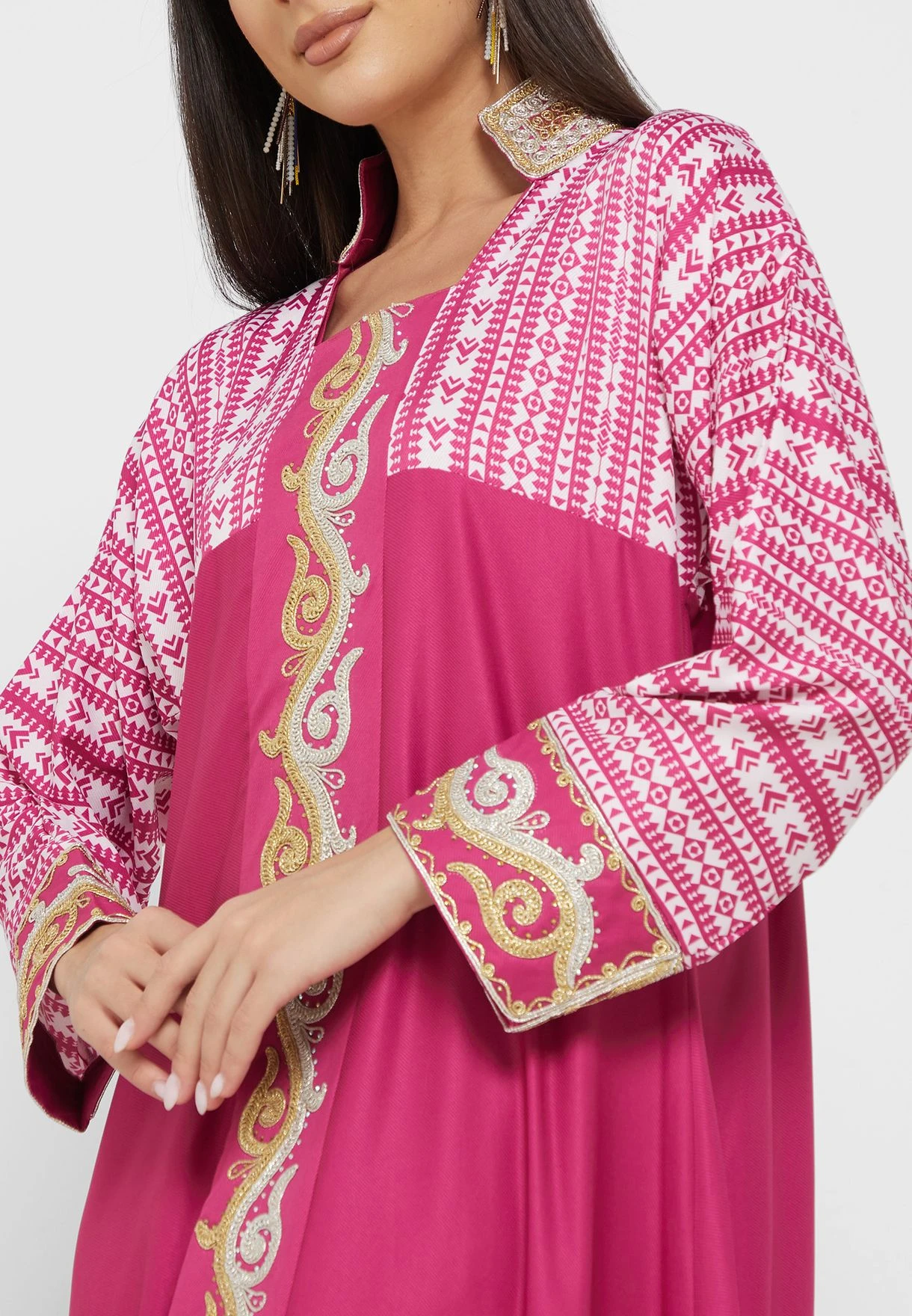 Color Block Printed Jalabiya 3 Color Block Printed Jalabiya - Image 3