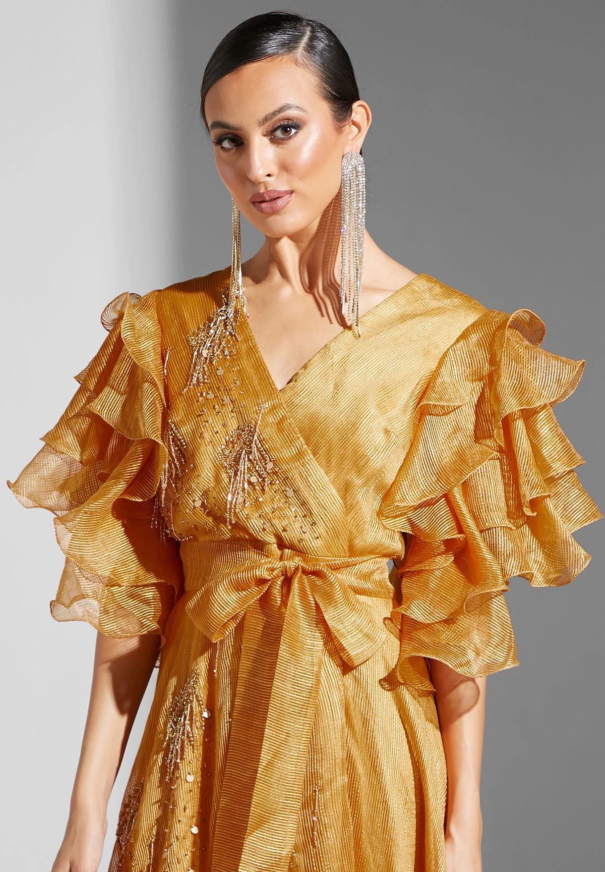 Embellished Ruffle Sleeve Dress 3 Embellished Ruffle Sleeve Dress - Image 3