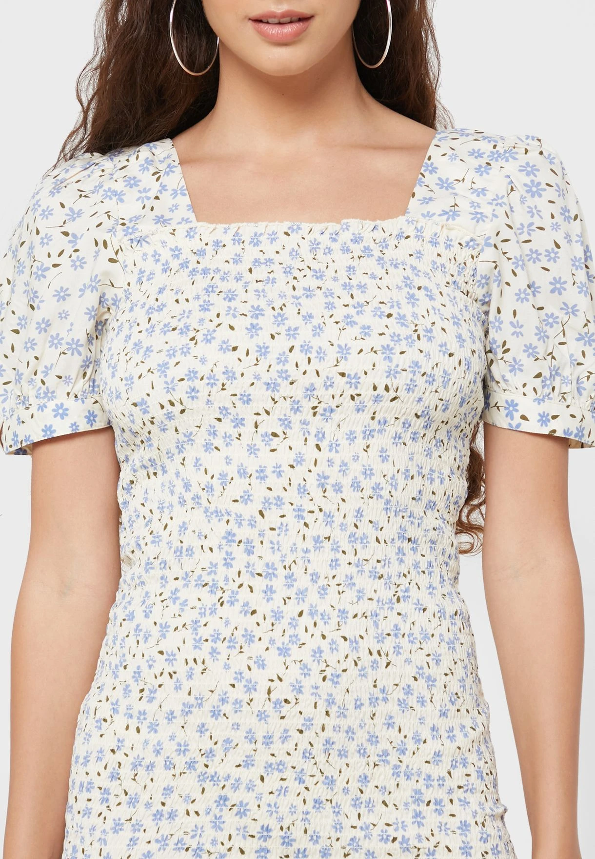 Noisy May Square Neck Puff Sleeve Printed Dress 3 Noisy May Square Neck Puff Sleeve Printed Dress - Image 3