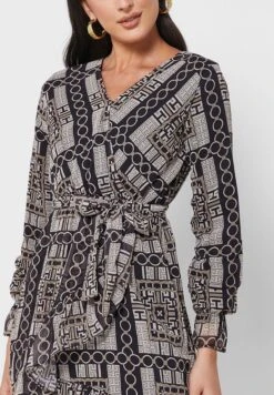 Printed Tie Detail Dress -Silk Bloom Dresses Store 3 zoom desktop 813