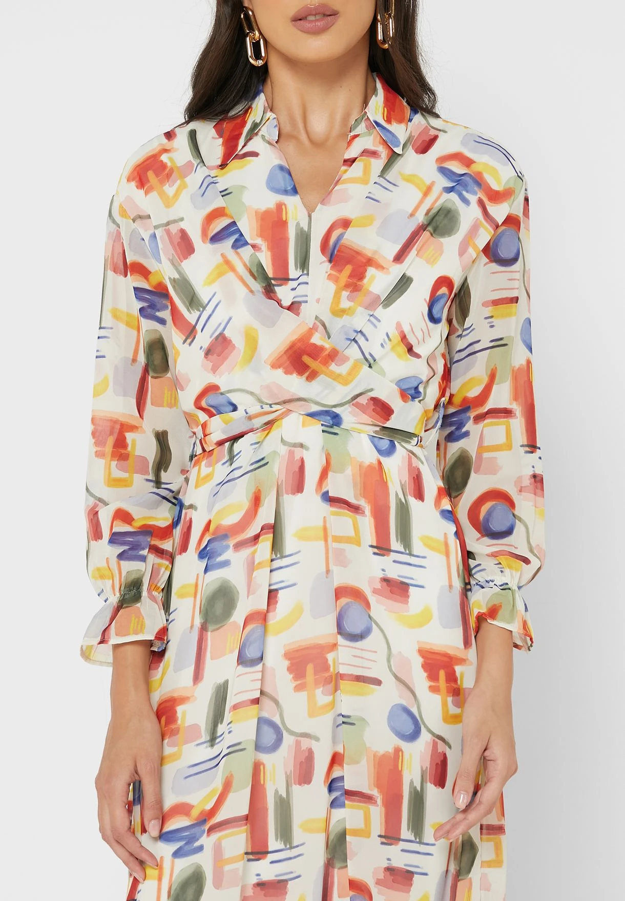 Printed Puff Sleeve Belted Dress 3 Printed Puff Sleeve Belted Dress - Image 3