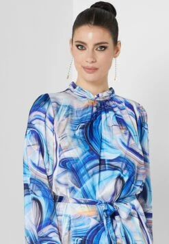 Printed Tiered Tie Detail Dress -Silk Bloom Dresses Store 3 zoom desktop 83