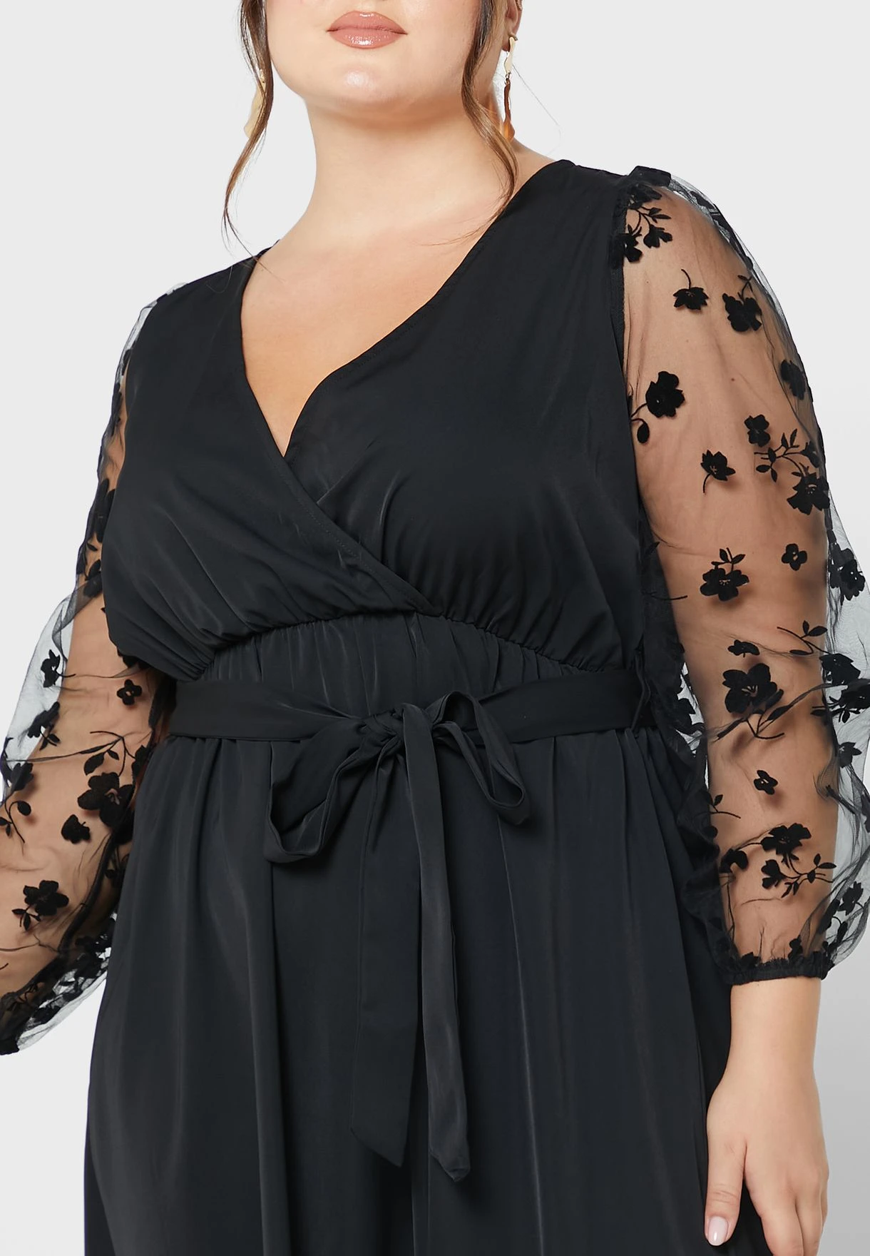 Mesh Sleeve Tie Waist Dress 3 Mesh Sleeve Tie Waist Dress - Image 3