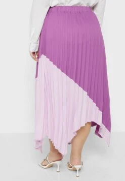 Two Tone Asymmetrical Hem Pleated Skirt -Silk Bloom Dresses Store 3 zoom desktop 861