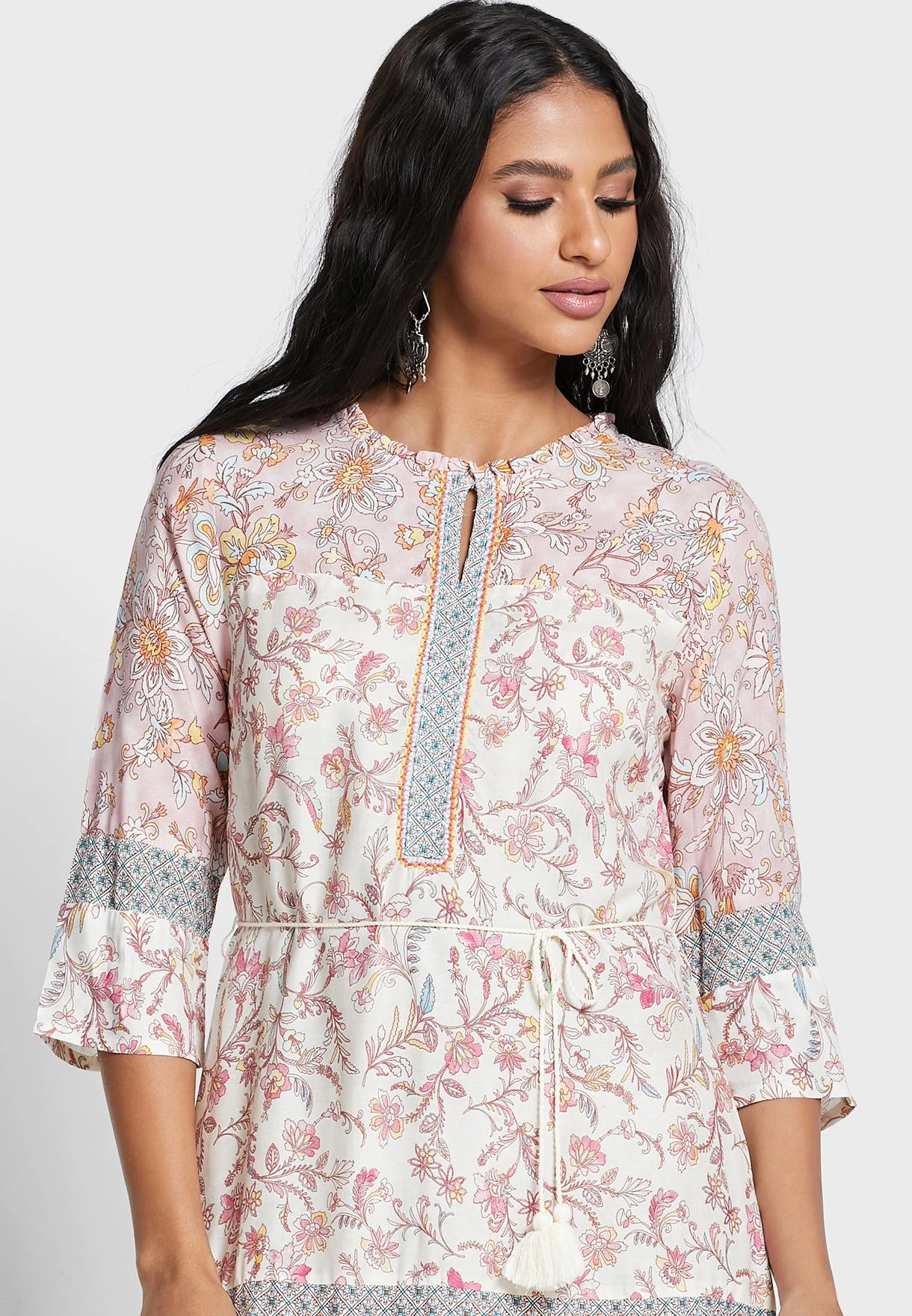 Pleated Hem Printed Dress 3 Pleated Hem Printed Dress - Image 3