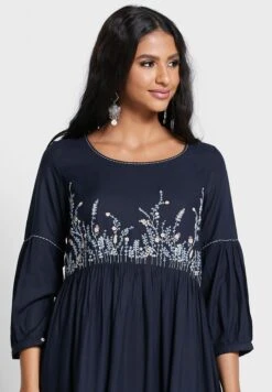 Balloon Sleeves Pleated Dress -Silk Bloom Dresses Store 3 zoom desktop 882