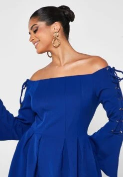 Bardot Flared Sleeve Dress -Silk Bloom Dresses Store 3 zoom desktop 906