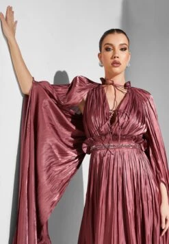 Cape Sleeve Plisse Dress -Silk Bloom Dresses Store 3 zoom desktop 911