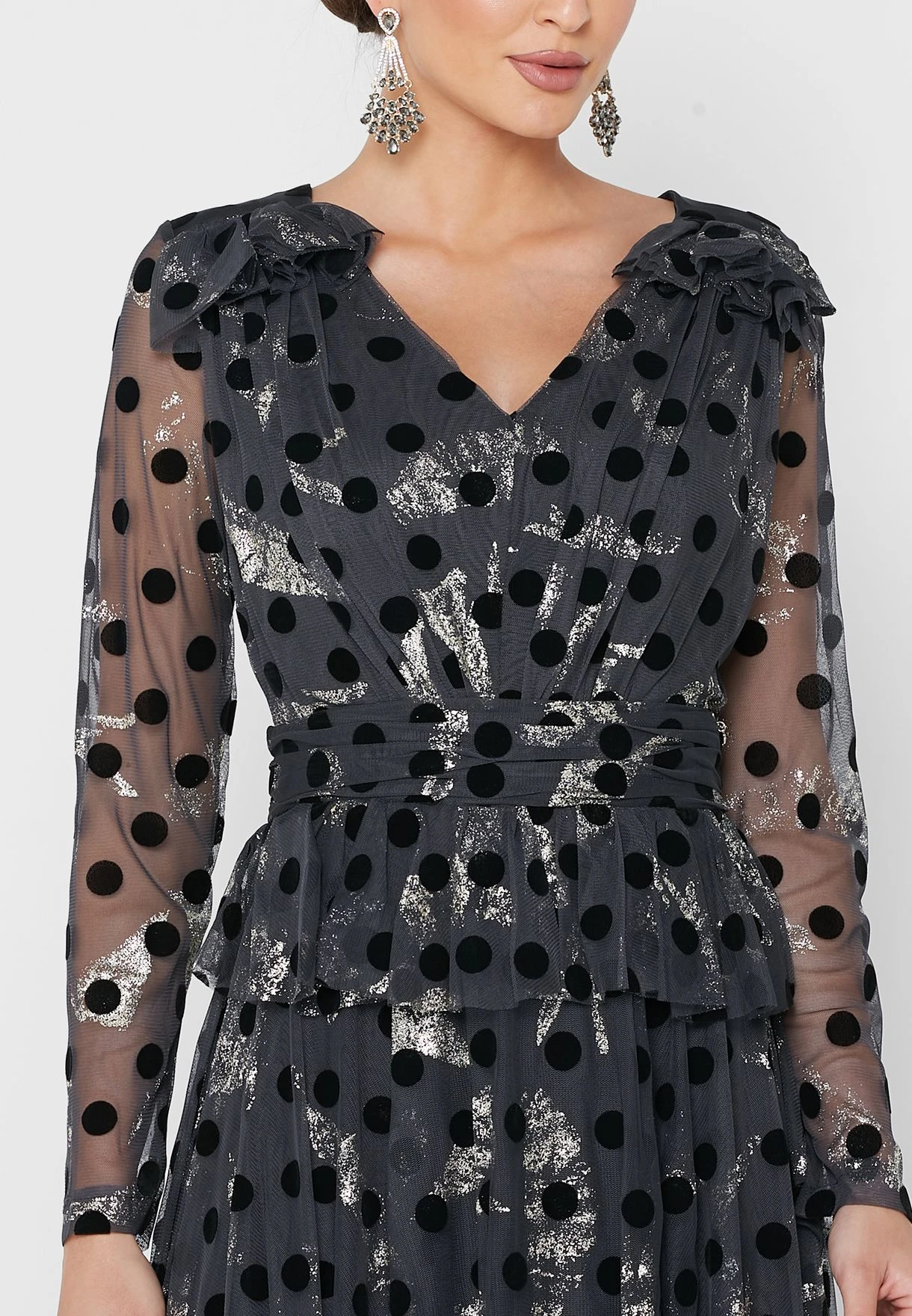 Plisse Mesh Detail Dress 3 Plisse Mesh Detail Dress - Image 3