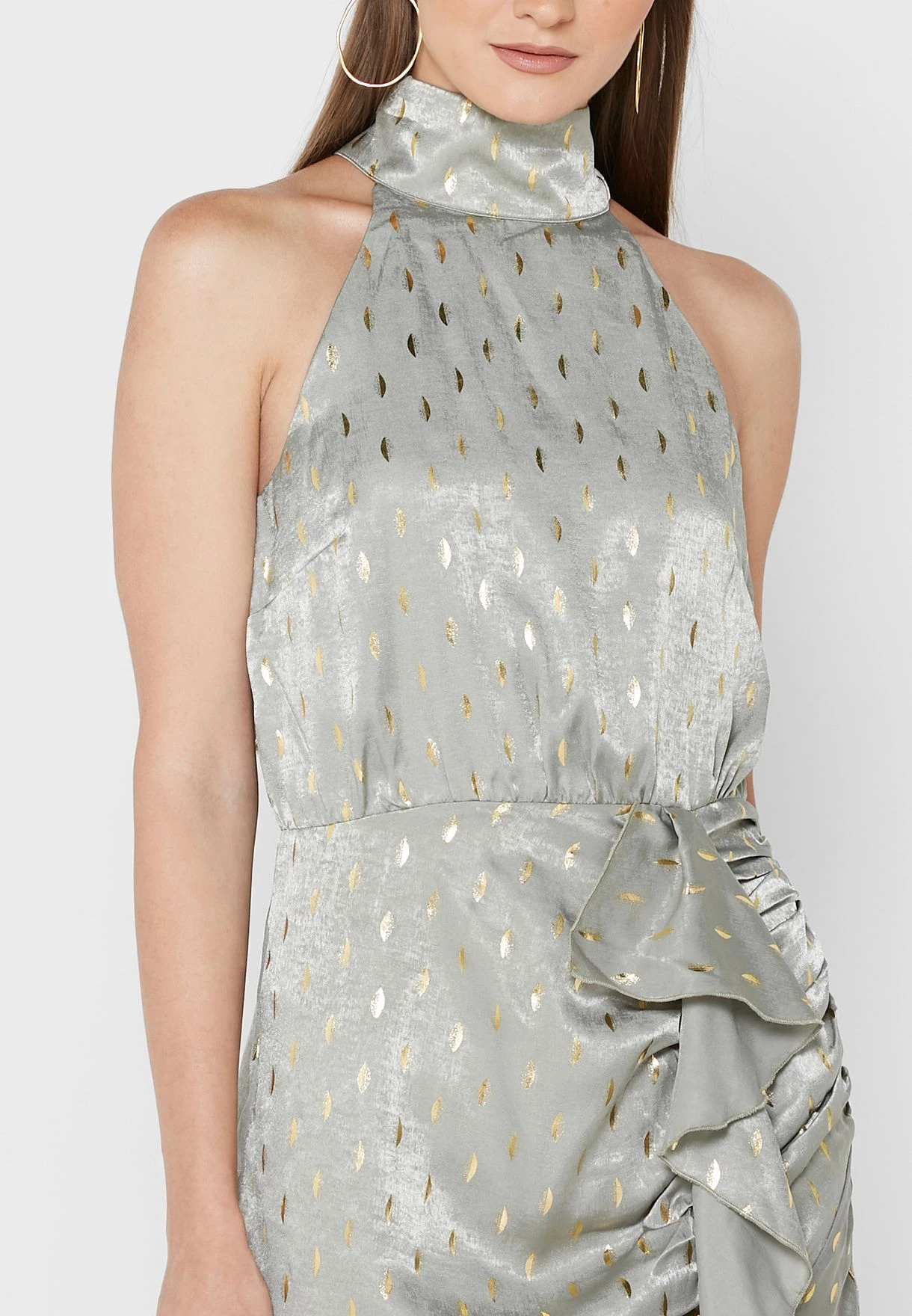 Little Mistress Halter Neck Ruffle Detail Dress 3 Little Mistress Halter Neck Ruffle Detail Dress - Image 3