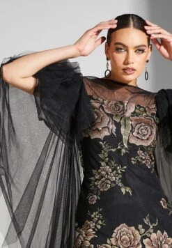 Floral Print Ruffle Sleeve Dress -Silk Bloom Dresses Store 3 zoom desktop 925