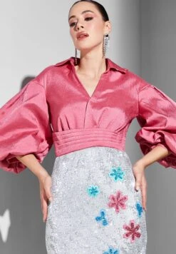 Balloon Sleeve Top & Skirt Set 6 Balloon Sleeve Top & Skirt Set -Silk Bloom Dresses Store 3 zoom desktop 943