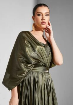 Asymmetric Neck Plisse Dress -Silk Bloom Dresses Store 3 zoom desktop 945