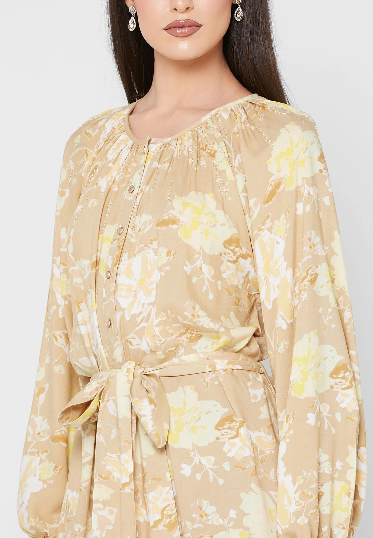 Cuffed Sleeve Floral Dress 3 Cuffed Sleeve Floral Dress - Image 3