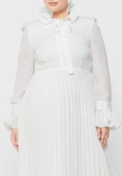 Tie Neck Pleated Dress -Silk Bloom Dresses Store 3 zoom desktop 955