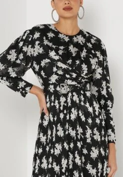 Belted Floral Printed Dress -Silk Bloom Dresses Store 3 zoom desktop 958