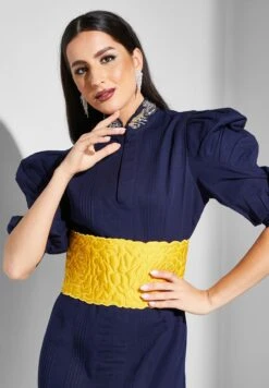 Keyhole Neck Puff Sleeve Dress -Silk Bloom Dresses Store 3 zoom desktop 961