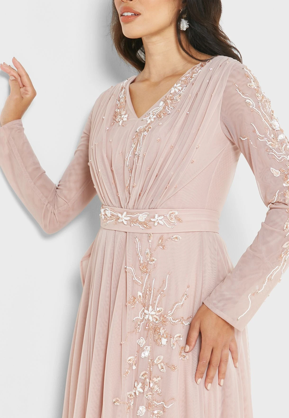 V-Neck Embellished Tiered Dress 3 V-Neck Embellished Tiered Dress - Image 3