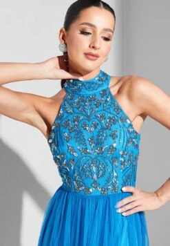 Halter Neck Embellished Bodice Dress -Silk Bloom Dresses Store 3 zoom desktop 979